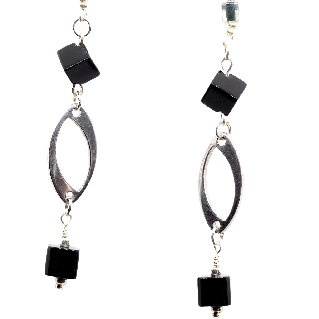 Triple Black Cube Earrings